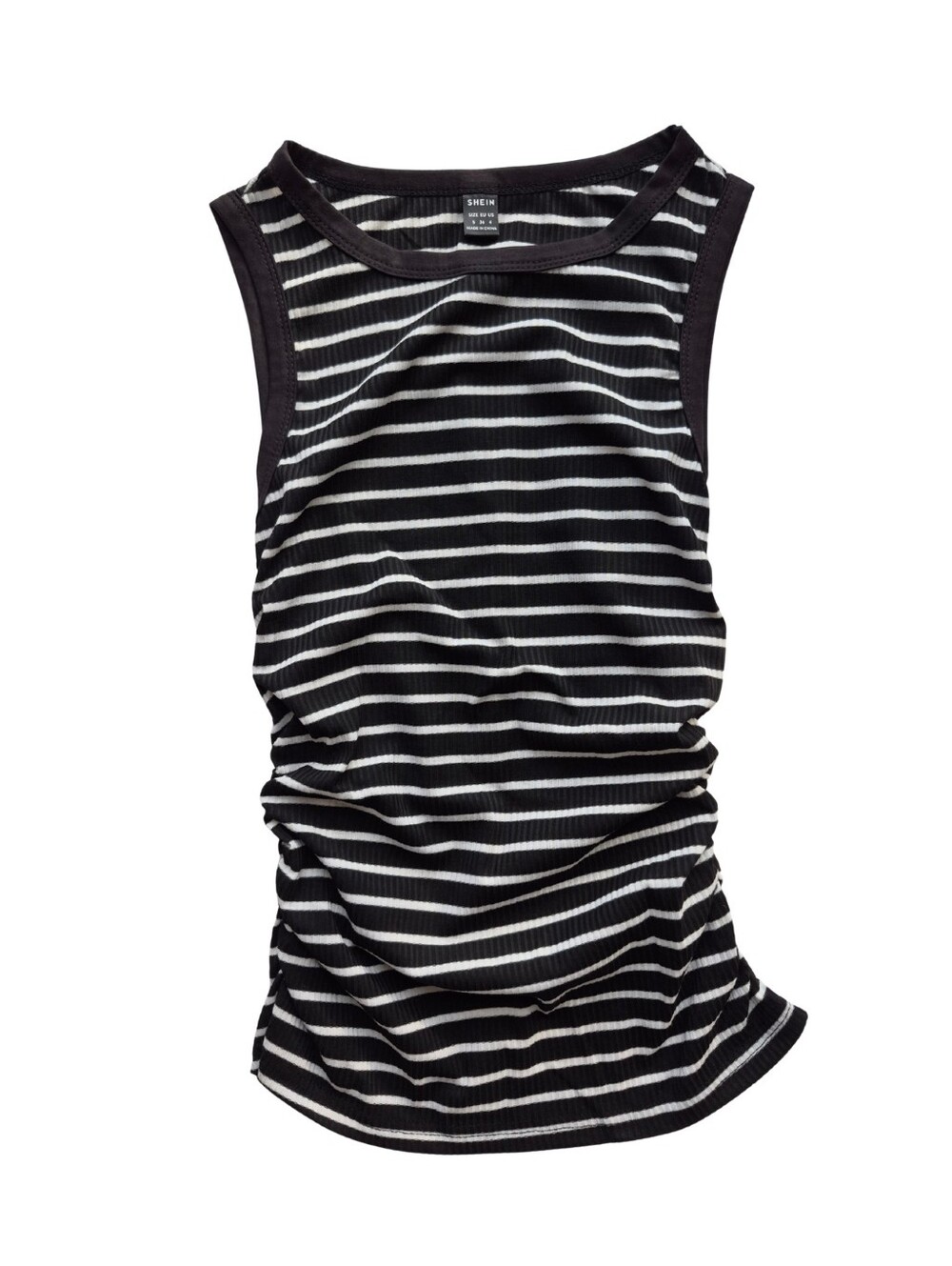 Black & White Striped Ribbed Tank Top